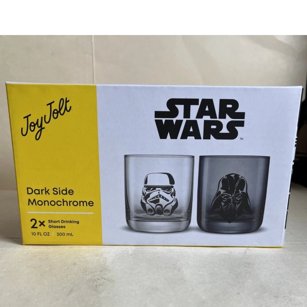 Star Wars Dark Side Monochrome Glasses Set 4 × 10 oz JoyJolt NEW NIB